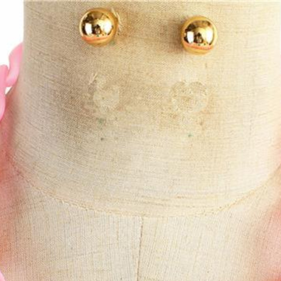 Pink Acrylic Curb Chain Necklace Earring Set - Picture 4 of 4